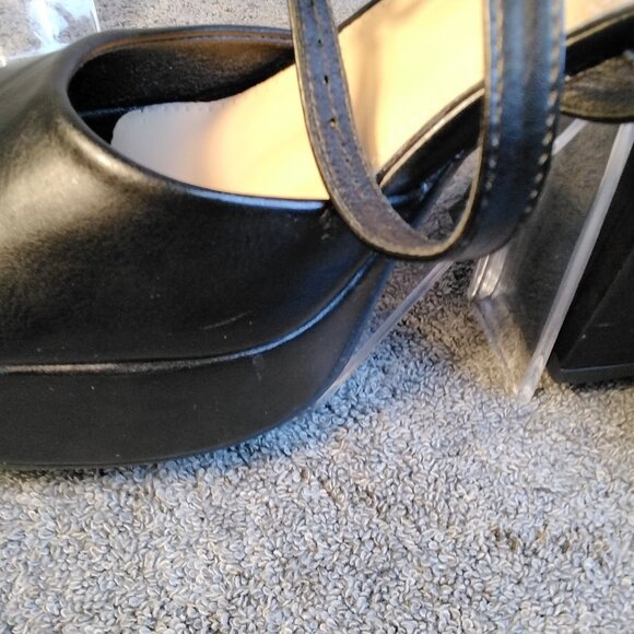 🖤 Modatope Black Platform Block Heels Size 6 Sandals Open Toe Pumps Ankle Strap - Picture 9 of 13
